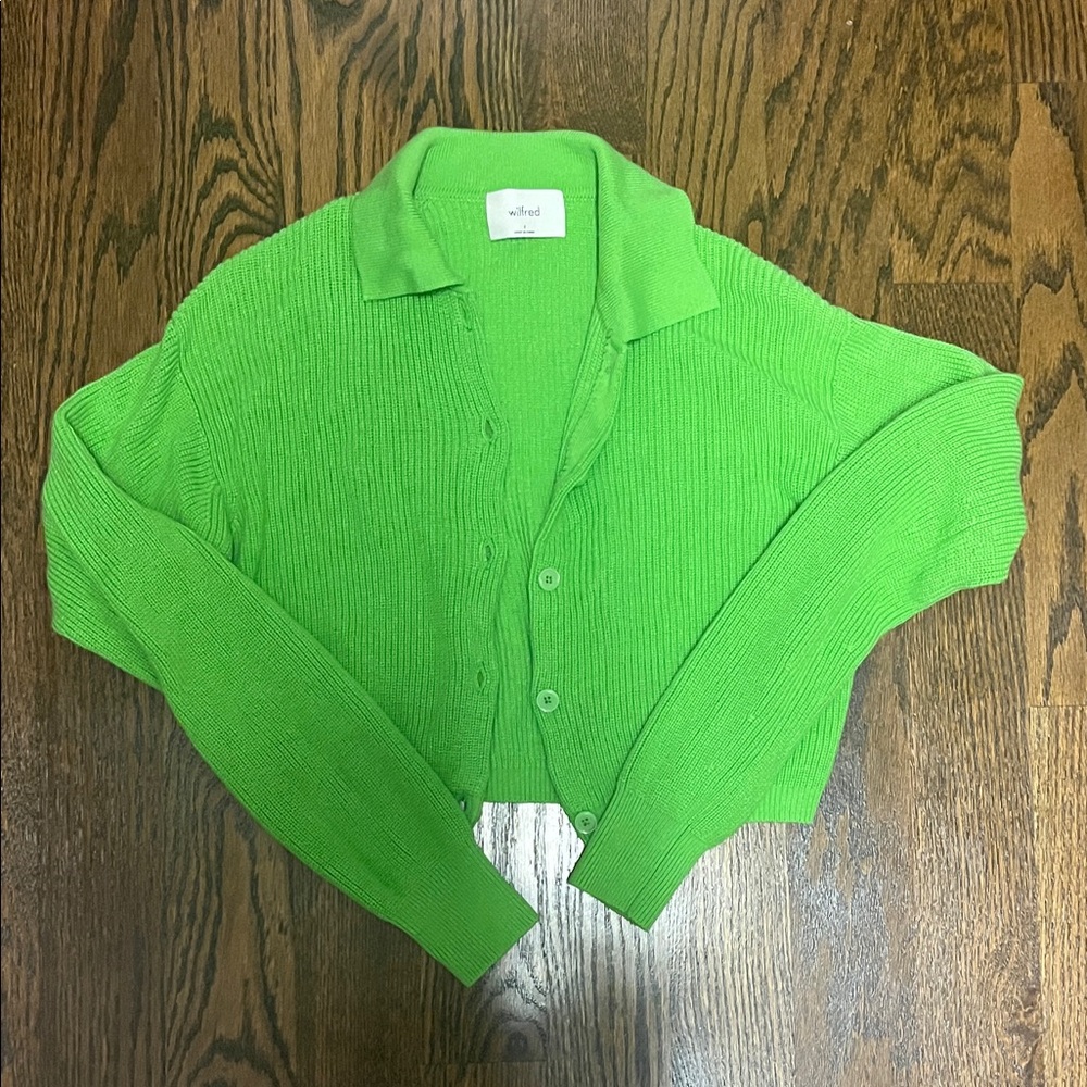 Aritzia Wilfred Green Cropped Sweater